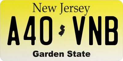 NJ license plate A40VNB
