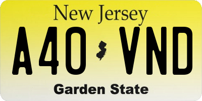 NJ license plate A40VND