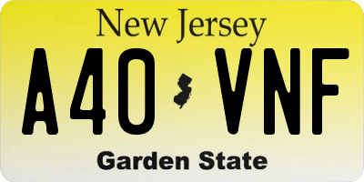 NJ license plate A40VNF