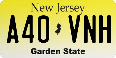 NJ license plate A40VNH