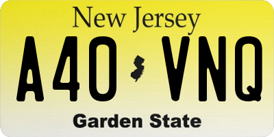 NJ license plate A40VNQ