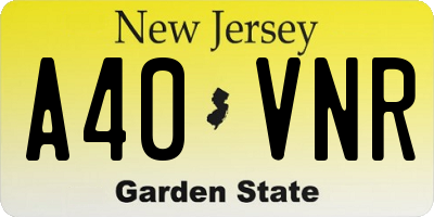 NJ license plate A40VNR