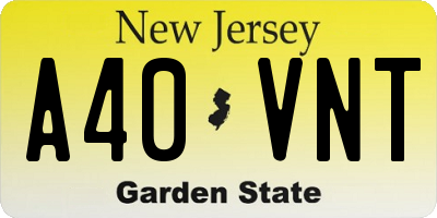 NJ license plate A40VNT