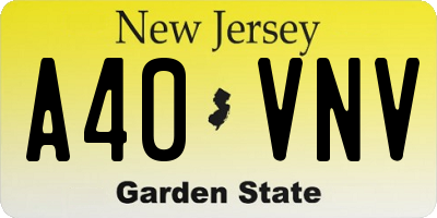 NJ license plate A40VNV