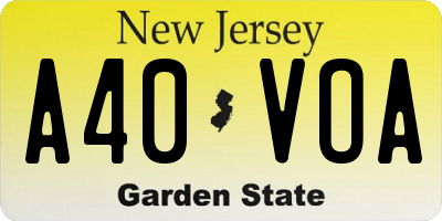 NJ license plate A40VOA
