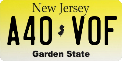 NJ license plate A40VOF