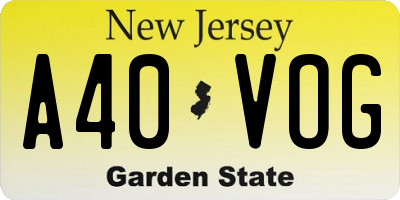 NJ license plate A40VOG