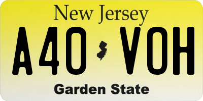 NJ license plate A40VOH
