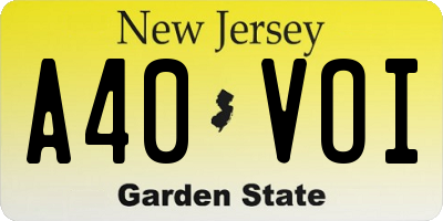 NJ license plate A40VOI