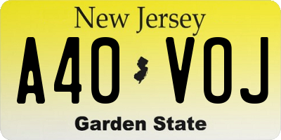 NJ license plate A40VOJ