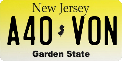 NJ license plate A40VON
