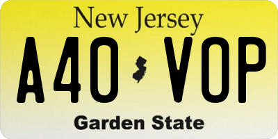 NJ license plate A40VOP