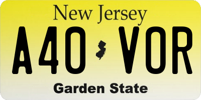 NJ license plate A40VOR