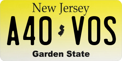 NJ license plate A40VOS
