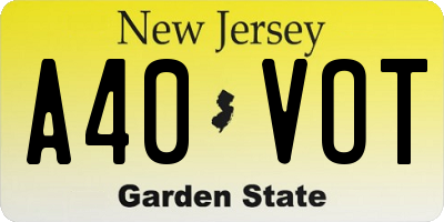NJ license plate A40VOT