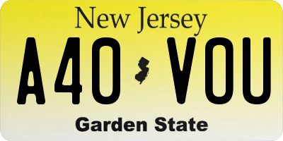 NJ license plate A40VOU