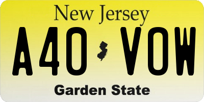 NJ license plate A40VOW