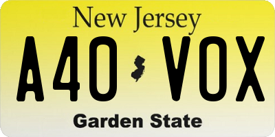NJ license plate A40VOX