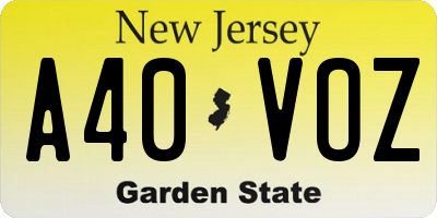 NJ license plate A40VOZ
