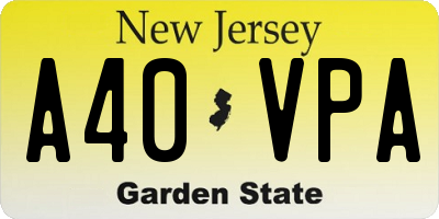 NJ license plate A40VPA