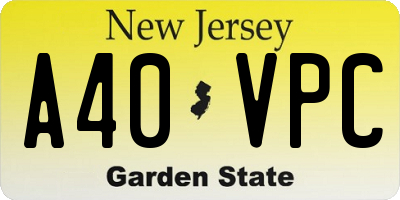 NJ license plate A40VPC