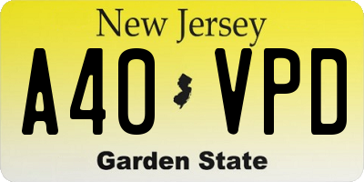 NJ license plate A40VPD