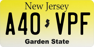 NJ license plate A40VPF