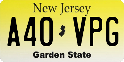 NJ license plate A40VPG