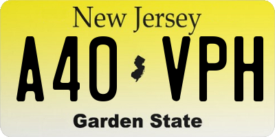 NJ license plate A40VPH