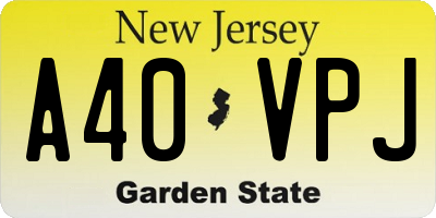 NJ license plate A40VPJ