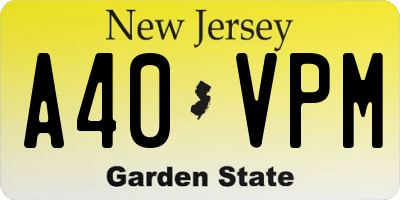 NJ license plate A40VPM