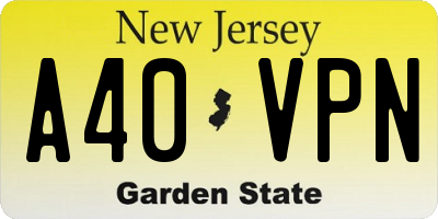 NJ license plate A40VPN