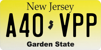 NJ license plate A40VPP