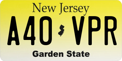 NJ license plate A40VPR