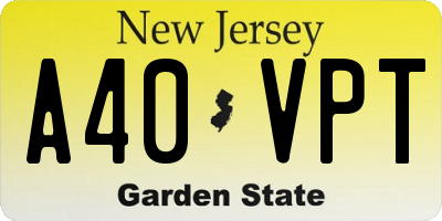 NJ license plate A40VPT