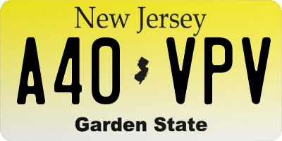 NJ license plate A40VPV
