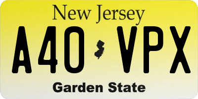NJ license plate A40VPX