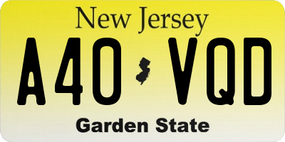 NJ license plate A40VQD