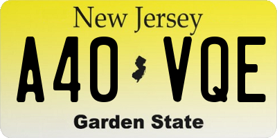 NJ license plate A40VQE