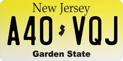 NJ license plate A40VQJ