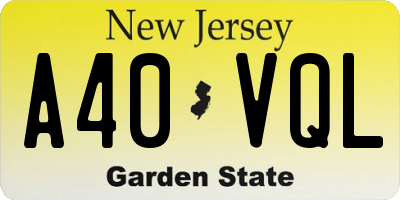 NJ license plate A40VQL