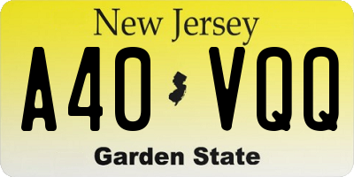 NJ license plate A40VQQ