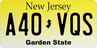 NJ license plate A40VQS