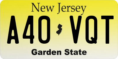 NJ license plate A40VQT