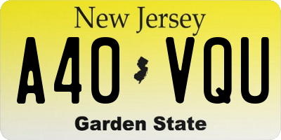 NJ license plate A40VQU