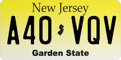 NJ license plate A40VQV
