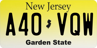NJ license plate A40VQW