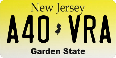 NJ license plate A40VRA