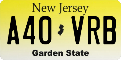 NJ license plate A40VRB