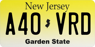 NJ license plate A40VRD